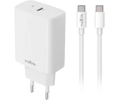 Maxlife MXTC-10-20C PD QC įkroviklis 1x USB-C 20W baltas + USB-C – USB-C laidas 20W