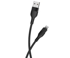 Maxlife MXUC-07 kabelis USB - Lightning 1,0 m 2,4A juodos spalvos nylon