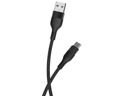 Maxlife MXUC-07 kabelis USB - USB-C 1,0 m 3A juodos spalvos nylon