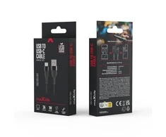 Maxlife MXUC-07 kabelis USB - USB-C 1,0 m 3A juodos spalvos nylon