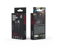 Maxlife MXUC-07 kabelis USB - Lightning 1,0 m 2,4A juodos spalvos nylon