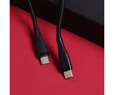 Maxlife MXUC-08 kabelis USB-C - USB-C 1,0 m 100W juodos spalvos nylon