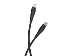 Maxlife MXUC-08 kabelis USB-C - USB-C 1,0 m 60W juodos spalvos nylon