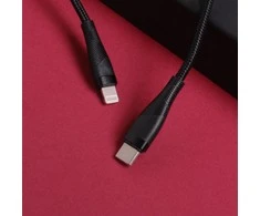 Maxlife MXUC-08 kabelis USB-C - Lightning 1,0 m 27W juodos spalvos nylon