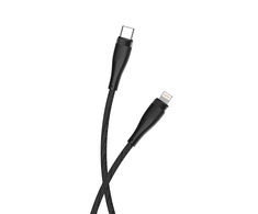 Maxlife MXUC-08 kabelis USB-C - Lightning 1,0 m 27W juodos spalvos nylon