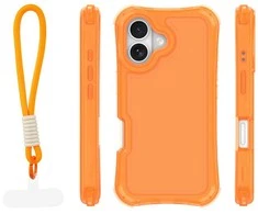 Dėklas Telforceone Safepop case with strap for iPhone 16 6,1" oranžinis