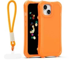 Dėklas Telforceone Safepop case with strap for iPhone 15 6,1" oranžinis