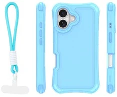 Dėklas Telforceone Safepop case with strap for iPhone 16 6,1" mėlynas