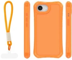 Dėklas Telforceone Safepop case with strap for iPhone 16e / 17e oranžinis