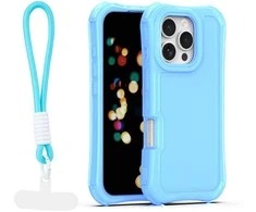 Dėklas Telforceone Safepop case with strap for iPhone 16 Pro 6,3" mėlynas
