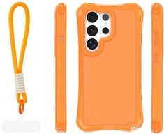 Dėklas Telforceone Safepop case with strap for Samsung Galaxy S26 Ultra oranžinis