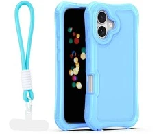 Dėklas Telforceone Safepop case with strap for iPhone 16 6,1" mėlynas
