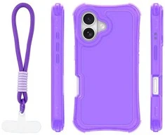 Dėklas Telforceone Safepop case with strap for iPhone 16 6,1" violetinė