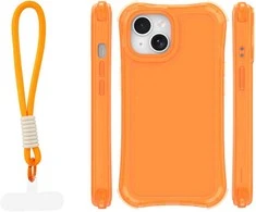 Dėklas Telforceone Safepop case with strap for iPhone 15 6,1" oranžinis