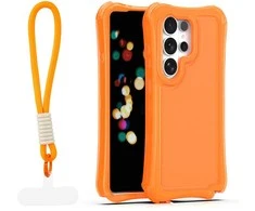 Dėklas Telforceone Safepop case with strap for Samsung Galaxy S26 Ultra oranžinis