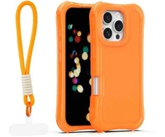 Dėklas Telforceone Safepop case with strap for iPhone 16 Pro 6,3" oranžinis