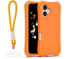 Dėklas Telforceone Safepop case with strap for iPhone 16 6,1" oranžinis