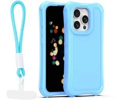 Dėklas Telforceone Safepop case with strap for iPhone 15 Pro 6,1" mėlynas