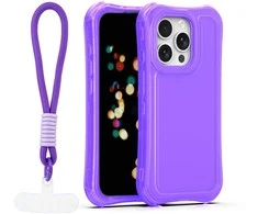 Dėklas Telforceone Safepop case with strap for iPhone 15 Pro 6,1" violetinė
