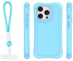 Dėklas Telforceone Safepop case with strap for iPhone 15 Pro 6,1" mėlynas