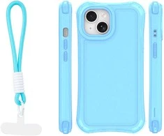 Dėklas Telforceone Safepop case with strap for iPhone 15 6,1" mėlynas
