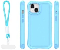 Dėklas Telforceone Safepop case with strap for iPhone 14 6,1" mėlynas