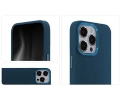 Tecto Shield Telforceone Elegantiškas atlasinis dėklas, skirtas „iPhone 15 Plus 6,7“ colio, tamsiai mėlynas
