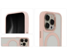 „Telforceone“ atlasinis elegantiškas „Mag“ dėklas, skirtas „iPhone 15 Pro 6,1“; rožinis