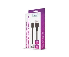 TelForceone Setty kabelis USB - microUSB 3,0 m 2A juodas NAUJIENA
