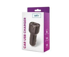 TelForceone Setty automobilinis pakrovėjas 1x USB 1A juodas