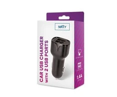 TelForceone Setty automobilinis pakrovėjas 2x USB 1,4A juodas