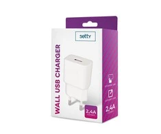 TelForceone Setty įkroviklis 1x USB 2,4A, baltos spalvos