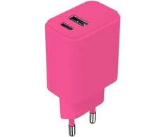Telforceone Setty charger USB + USB-C 20W LSIM-AC-206 pink