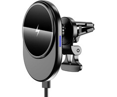 Telforceone Setty MagSafe automobilio laikiklis ventiliacijos grotelėms su indukciniu įkrovimu, ovalus LED, MS juodas QMUS-K-01