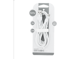 TelForceone "Setty" USB - USB-C kabelis 1,2 m 2A KSA-C-1.220 baltas