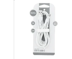 TelForceone "Setty" USB - USB-C kabelis 1,2 m 2A KSA-C-1.220 baltas