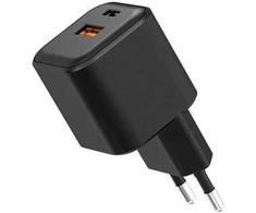 Telforceone Setty sieninis įkroviklis USB-A + USB-C 20W LSGaN-AC-201 juodas