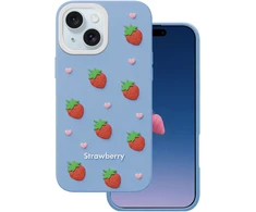 Dėklas Telforceone Strawberry case for iPhone 13 / 14 / 15 6,1" mėlynas