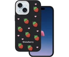 Dėklas Telforceone Strawberry case for iPhone 13 / 14 / 15 6,1" juodas