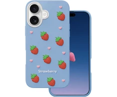 Dėklas Telforceone Strawberry case for iPhone 16 / 17 6,1" mėlynas