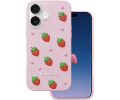 Dėklas Telforceone Strawberry case for iPhone 16 / 17 6,1" pink