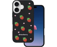 Dėklas Telforceone Strawberry case for iPhone 16 / 17 6,1" juodas