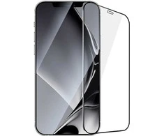 TelForceone Grūdinto stiklo metalinis rėmelis "iPhone 12 Pro Max" 6,7 juodajam rėmeliui