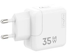 Maxximus SIENINIS ĮKROVIKLIS MX BURST GaN PD 35W, 2xUSB-C + C/LIGHTNING PD LAIDAS 20W Baltas