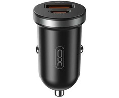 XO automobilinis įkroviklis CC56 PD 30W QC 1x USB 1x USB-C baltas + USB – USB-C laidas
