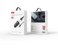 XO automobilinis įkroviklis CC56 PD 30W QC 1x USB 1x USB-C baltos spalvos + USB - USB-C kabelis