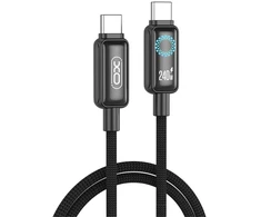 XO cable NB-Q312A PD USB-C - USB-C 1,0m 240W juodas with LED