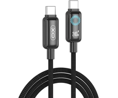 XO cable NB-Q312B PD USB-C - USB-C 2,0m 240W juoda su LED
