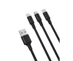 XO kabelis NB173 3in1 USB - Lightning + USB-C + microUSB 1,2 m 2,4A raudonos spalvos