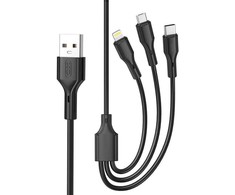 XO laidas NB230 3in1 USB – Lightning + USB-C + microUSB 1,0m 2,4A baltas